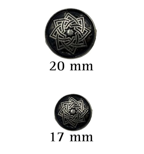 Image of REENA Metal Lotus 12 (6+6) Silver Black Round Button for Coat Blazer Suit, Sherwani and Indian Dresses Sports Coat Uniform Jacket Beautiful Ethnic Classy Design