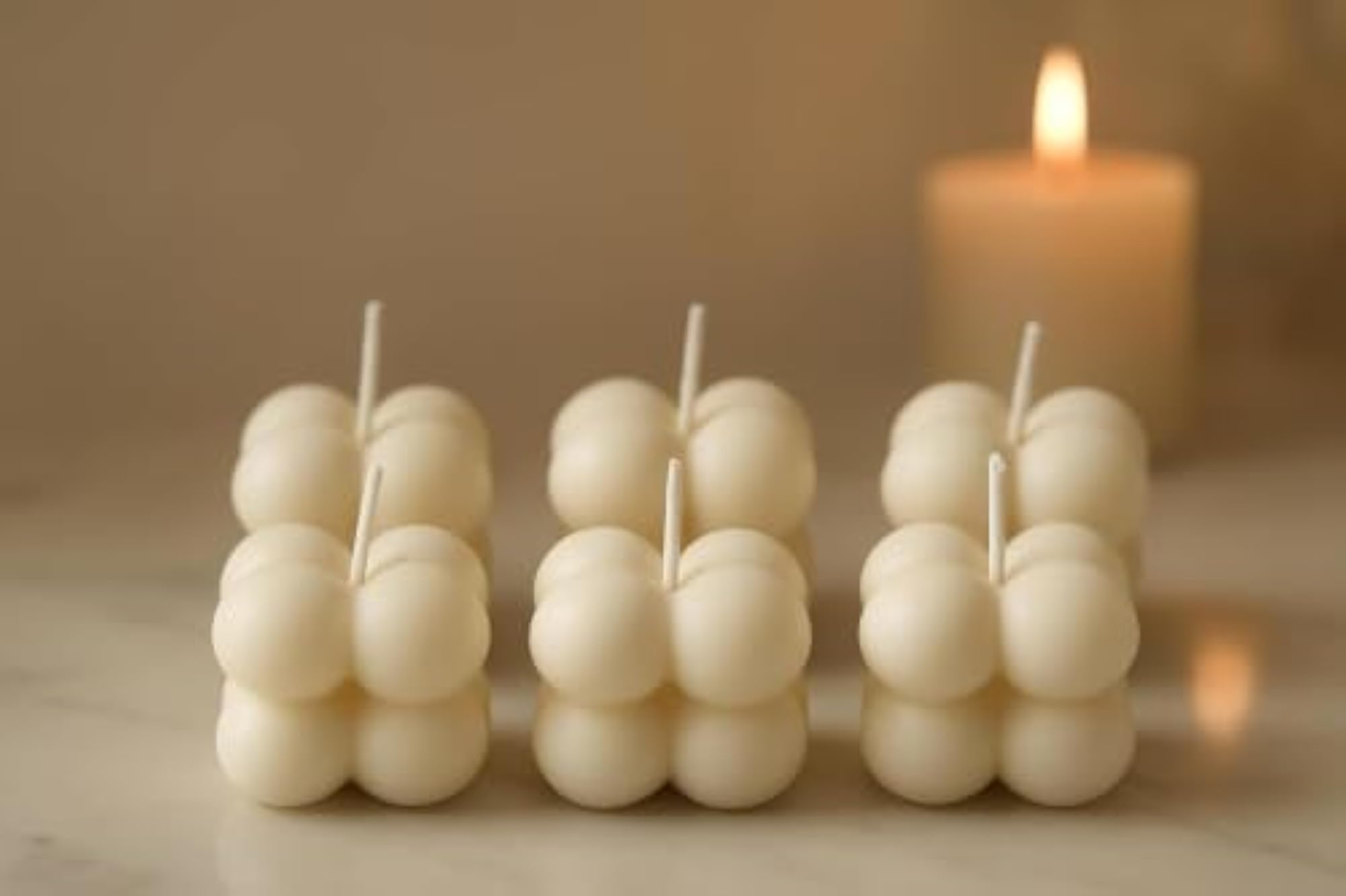 Bubble Cube Candle Unscented Hand-Poured