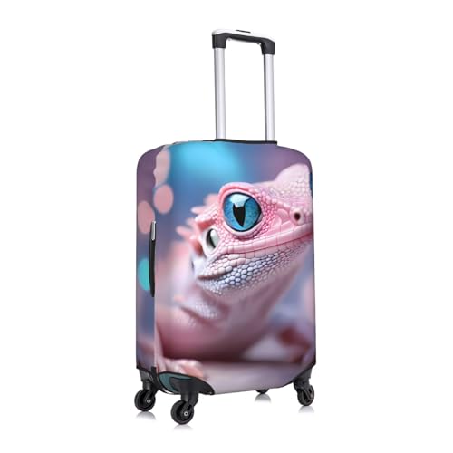 Pink Lizard Print Luggage Cover Elasticated Suitcase Covers TSA Approved Stylish Scratch Washable Resistant Case Protector for Kids and Adults3