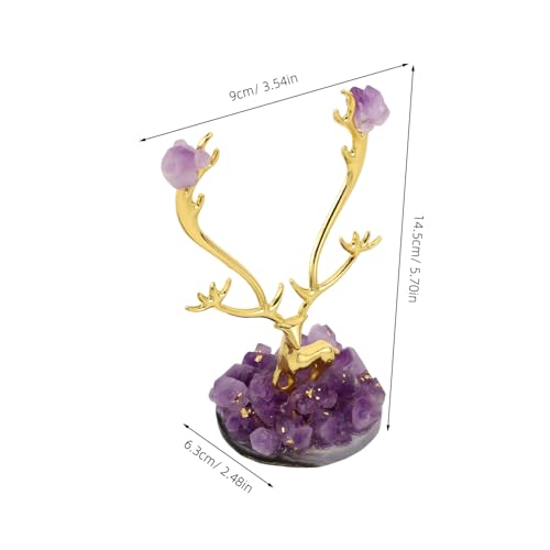 Statue de Cerf en Alliage et Cristal d'Améthyste, Cadeau Idéal pour Déco de Salon - 3