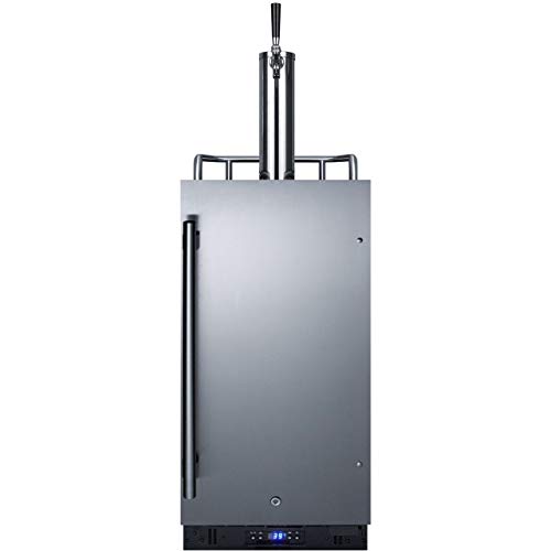 Summit Appliance SBC15CF Built-In 15" Wide Commercially Listed Kegerator with Auto Defrost, Digital Thermostat, Stainless Steel Door, Black Cabinet, Pro Style Handle, Sealed Back and Front Lock on Fridge.com
