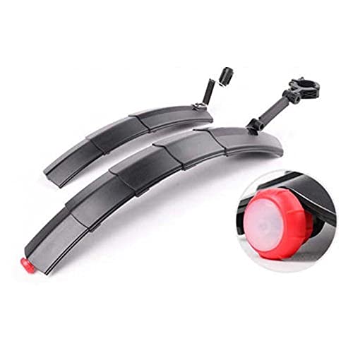 Garde-Boue de vélo, Garde-Boue de vélo électrique, Ensemble de Garde-Boue télescopique Pliable avec feu arrière, Garde-Boue Avant et arrière pour VTT, pièces de Cyclisme (Noir)