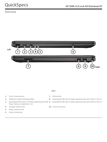 Hp 250R G9, Computer Portatile Notebook, Intel Core 5 120U, 8GB Ram, 512GB Ssd Nvme, Display 15.6'' Full Hd, W11P - 5
