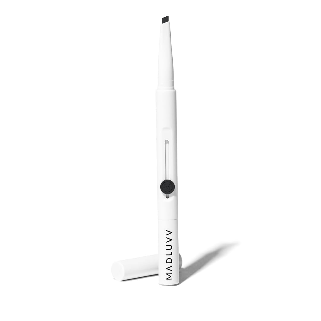 MADLUVV Exacto Brow Pencil for Flawless, Long Lasting, Realistic Brows with Dual-Ended Design Featuring Retractable Blade Tip for Precise Hair Like