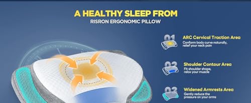 Image of Cervical Contour Memory Foam Pillow for Sleeping,Orthopedic Pillow for Neck Pain, Support for Back,Stomach,Side Sleepers, (25.5 x 15 x 4 inch)