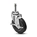 Shepherd Regent Series 4" Diameter Soft Rubber Wheel Swivel Caster with Tread Brake, 7/16" Diameter x 1-7/16" Length Brass Band Grip Ring Stem, 125 lbs Capacity, Zinc Finish