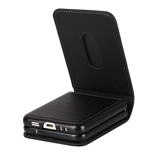 KVIBEO Coque pour Samsung Galaxy Z Flip 4, Cuir Portefeuille Véritable Luxe Cuir Coque avec Fente Carte Cordon Ring,Antichoc Anti-Chute Antidérapant Étui Coque,Marron – vue 3