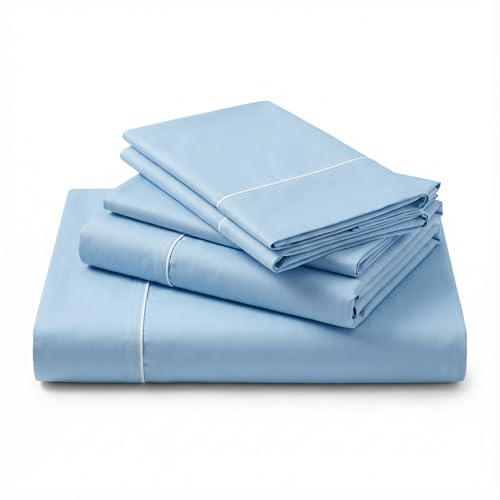Jogo de Lençol King Size 4 Peças 100% Algodão PERCAL 400 FIOS (AZUL CLARO)