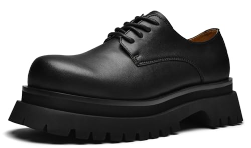 JIONS Mens Black Leather Derby Shoes Non-Slip 2.36