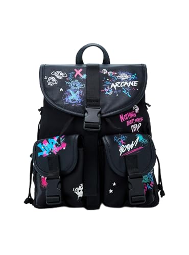 Arcane Graffiti Glow-In-The-Dark Slouch Mini Backpack BLACK NONE