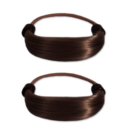 Mia Tonytail Ponytail Wrap, Synthetic Hair That Looks Like Your Own Hair Wrapped Around, Classic + Chic - Medium Brown 2 Piece Pack