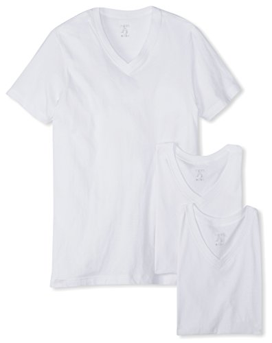 2(X)IST mens Essential Cotton V-neck T-shirt 3-pack Base Layer Top, White Natural, Large US
