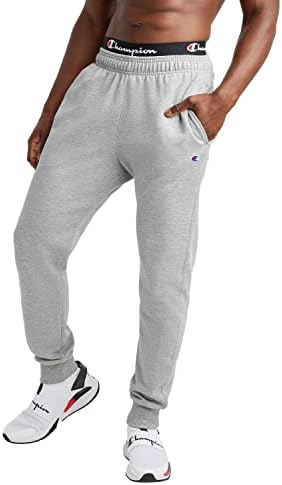 Champion, Powerblend, Fleece Joggers, Sweatpants for Men (Reg. or Big & Tall), Oxford Gray C Patch Logo, XX-Large