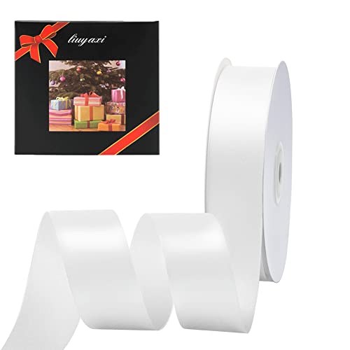 Image of Solid Color Double Faced White Satin Ribbon 7 /8 inch X 25 Yards, Ribbons Perfect for Crafts, Wedding Decor, Bow Making, Sewing, Gift Package Wrapping and More