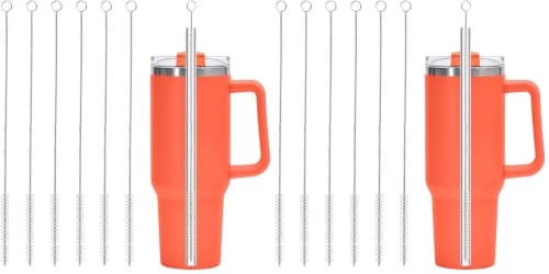 Image of 12 Pack Straw Cleaner Brush for Stanley, Reusable Extra Long Straw Cleaner for 40 /30 /20 oz Stanley Mug, 10mm Wide Drinking Straws Cleaning Brush for Sippy Cup, Water Bottle and Tubes
