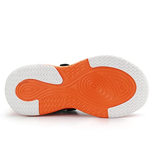 Brooman Kids Basketball Shoes Boys Girls Low Top Sports Shoes Non Slip School Sneakers (4,Green/Orange) #TOP3