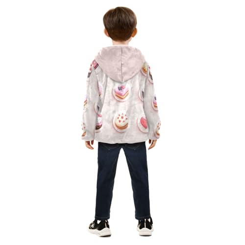 Round Cake Girls Fleece Jacket Girls Fall Jacket Girls Zip Up Hoodie Girls Sherpa Jacket 2-10T4