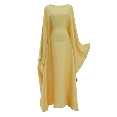 Vestido musulmán Dubái femenino túnica larga con cuello cerrado y lazo