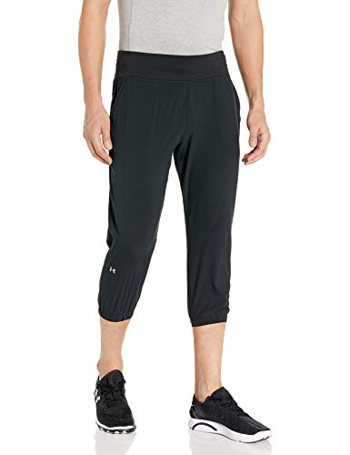 Under Armour Women's Heatgear Sunblock 50 Pants, Black (001)/Metallic Silver, Medium