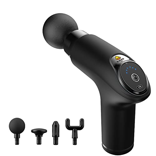 Massagepistole, Tiefengewebe, Percussion, Muskelmassagepistole für Sportler, super leises, tragbares elektrisches Sport-Massagegerät, mit 4 Massageköpfen (klassisches Schwarz, 12 Geschwindigkeiten) Cover
