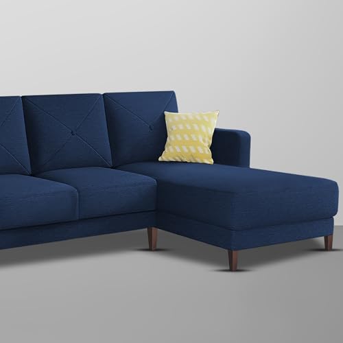 Image of Baloney RHS 6 Seater L Shape Sofa Set for Living Room (Blue Fabric) Premium Fabric Sofa