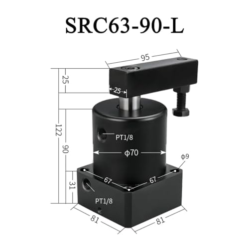 Cylindre de serrage rotatif SRC63-90-L avec angle 90 degrés gauche - 3