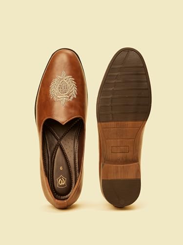 Image of Manyavar Men's Self Embroidered Loafers Style Shoes| Ethnic Juttis and Mojaris