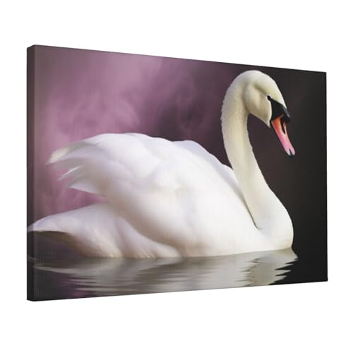 Toile de cygne blanc pour sublimer la décoration murale d'une chambre à coucher zen