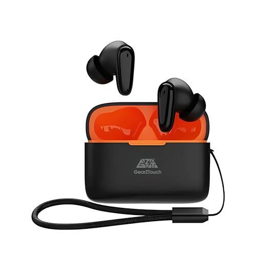 Image of GearZTouch BOLT Truly Wireless in Ear Earbuds with HD Mic, Extra BASS & Noise Reduction for Clear Calling, Type-C Fast Charging BT V5.3, Standby 200H,Voice & Touch Assistant,IPX6 WaterResistant(Black)