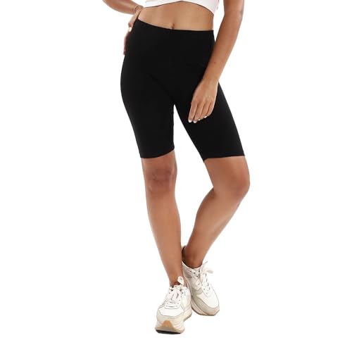 Mesery Black Plain Long Short (M), Women