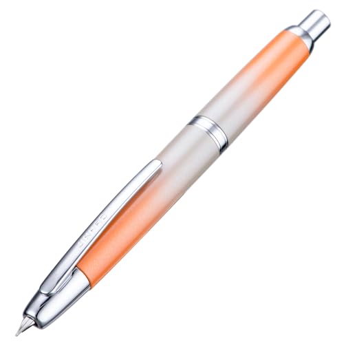 Image of Jinhao 10 Press Fountain Pen with Box, Gradient Light Orange Retractable Extra Fine Nib with Ink Converter Set (Silver Clip)