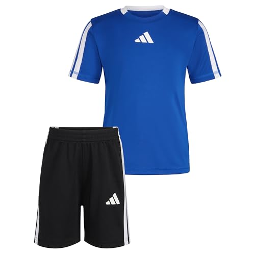 Image of adidas Boys' Short Sleeve 3-Stripe Soccer Tee Shirt and Short Set