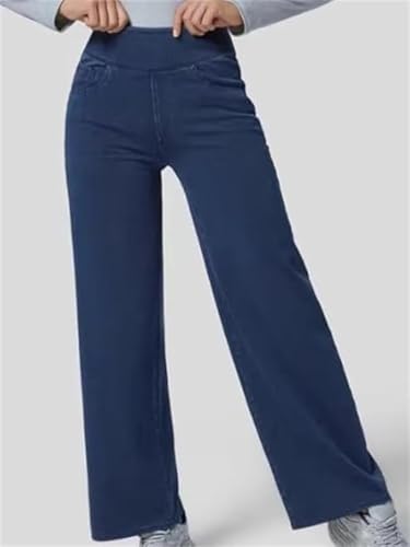 Easetrousers - High Waisted Multi-Pocket Straight Leg Stretchy Pants,Women's Fashion Casual Loose Wide-Leg Trousers2