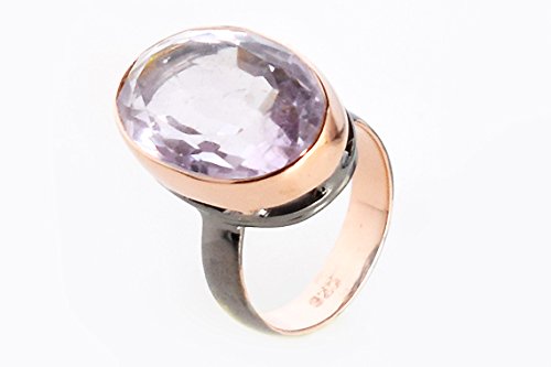 Bague améthyste argent 925 et or rose | Bijou bohème chic taille 65