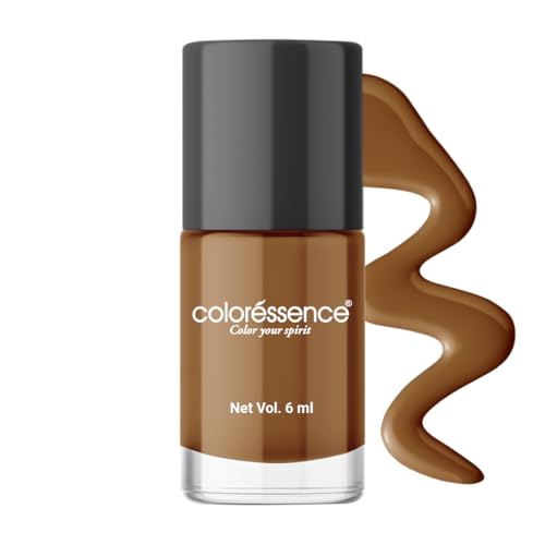 Image of Coloressence Cute Coats Long Lasting Nail Paint | Chip Resistant | Quick Dry | One Swipe Application | Toxin Free|Caramel Syrup -6ml, Glossy Finish