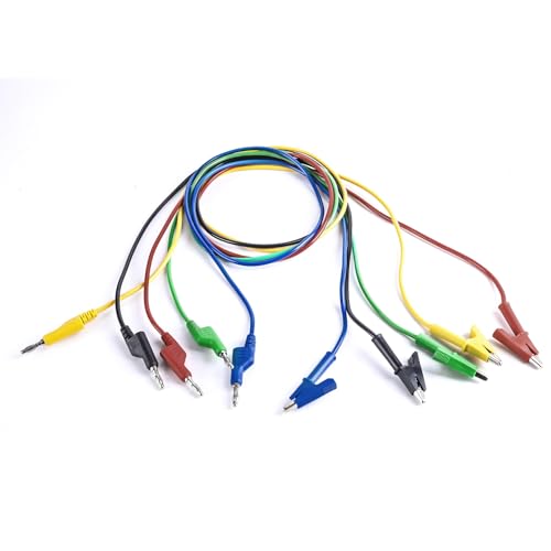 Image of Multimeter Banana Plug to Crocodile Alligator Clip Test Probe, 2PCS 4mm Stackable Colorful Silicone Banana Plug Wire Cable to Crocodile Clip Wire