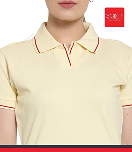 Image of Scott International Women's Regular Fit 100% Pure Organic Cotton Polo T-Shirt | Womens Polo Collar Neck T-Shirt | Cotton Plain Polo Neck Half Sleeve T-Shirt | Tshirts for Women
