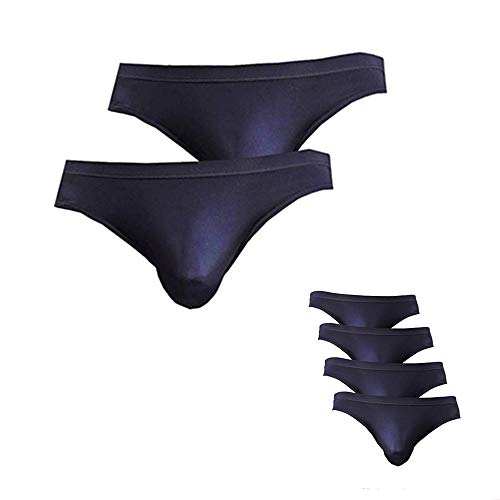 Sexy Men Briefs Ice Silk Underwear Solid Low Rise Bikini Underpants (XXL, Black)