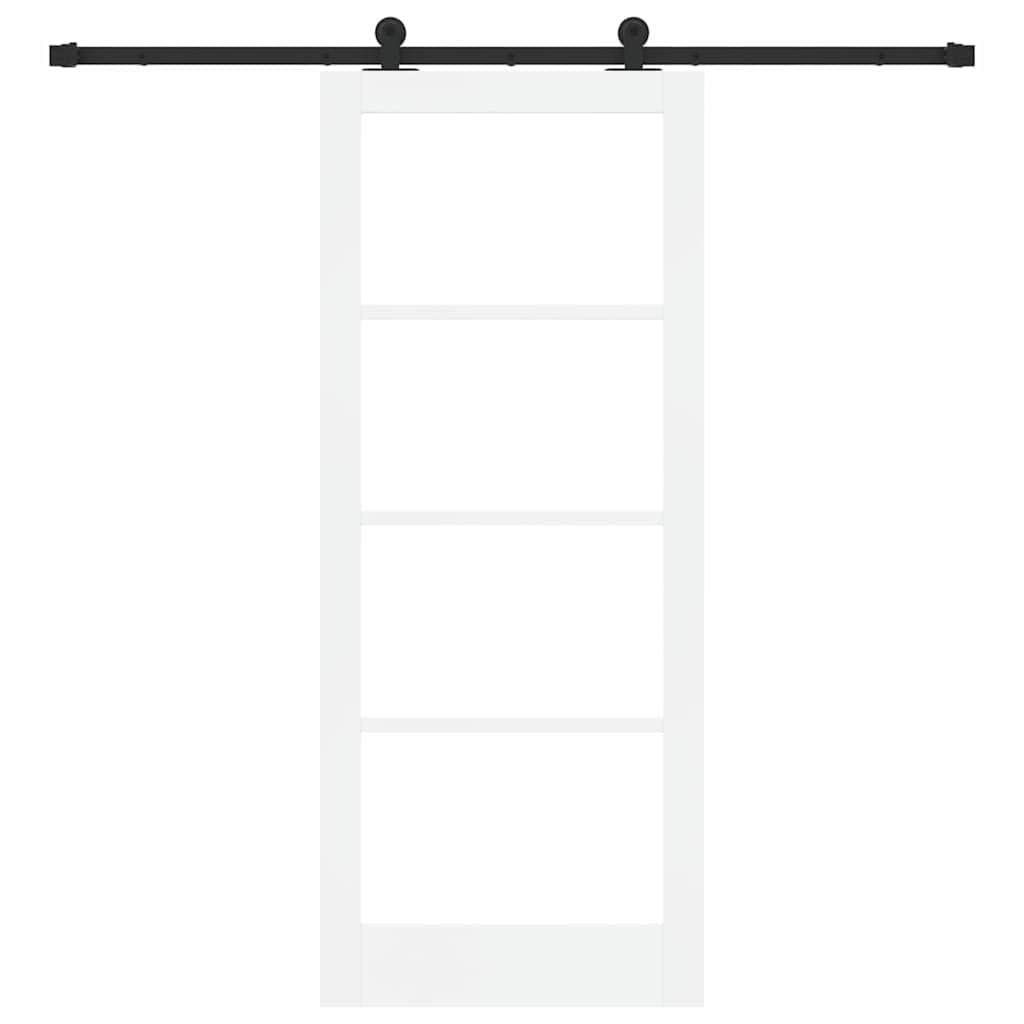 Orkdal drzwi przesuwne czarno-białe 83 x 202 cm | Lite drewno sosnowe i szkło hartowane, ciche przesuwanie się, do salonu, sypialni, kuchni