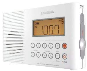 Sangean AM/FM Weather Band Emergency Waterproof Shower Clock Radio with Large Easy to Read LCD Display
