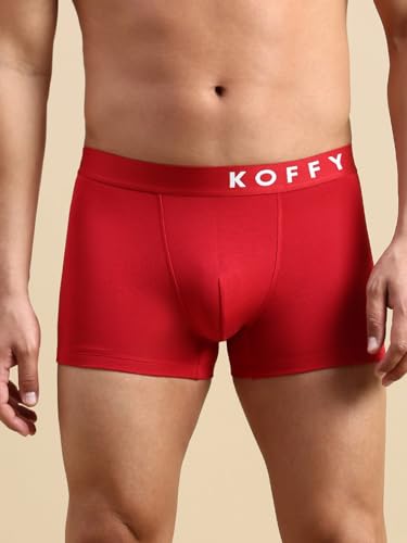 Image of KOFFY Men's 95% Micro Modal 5% Elastane Solid Trunks
