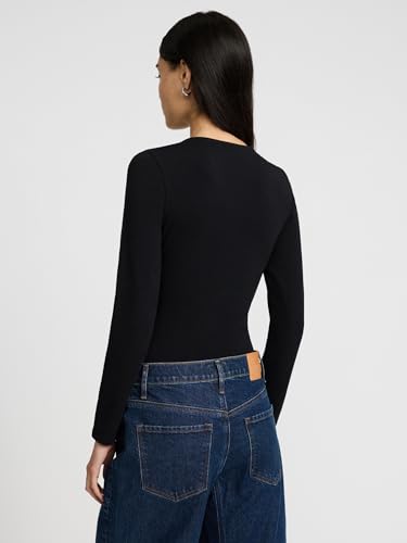 EXPRESS Women’s Body Contour Bodysuit – Long Sleeve Cotton Scoop Neck, Stretch Fit, Snap Closure, Washable2