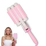 Mermade PRO Hair Waver 1.25" - Hair Waver 3 Barrel, 3 Barrel Curling Iron 1 1/4 Inch, Ceramic Barrel Waver for Thick, Thin, Long, or Short Hair - 1.25", Pink
