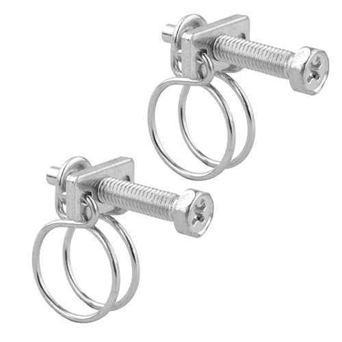 Pisces -2 Pack Double Wire Hose Clips to fit 12.5mm (0.5in) Pipe Tubing