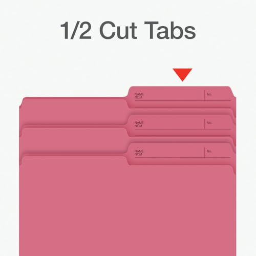Pendaflex File Folders, 1/2 Cut Tab, Letter Size, Pink, Durable Paper Stock, 100/Box, Ideal for Office/Home/School File Organization, Made in Canada image 1