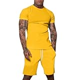 Design : ce ensemble homme ete se compose d'un t-shirt à manches courtes avec un col classique et d'un short assorti avec une taille élastique et un cordon de serrage. La coupe ample et le look décontracté allient style et praticité. Cet ensemble polyvalent peut être porté en ensemble complet ou en pièces séparées, ce qui le rend idéal pour diverses occasions estivales.