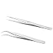 2 Pieces VETUS Straight Pointer and J Curved Pointed Tip Tweezers for Eyelash Extensions Precision Lashing Tweezers Professional Tools Set for Isolation False Classic Volume Mink Individual Lash