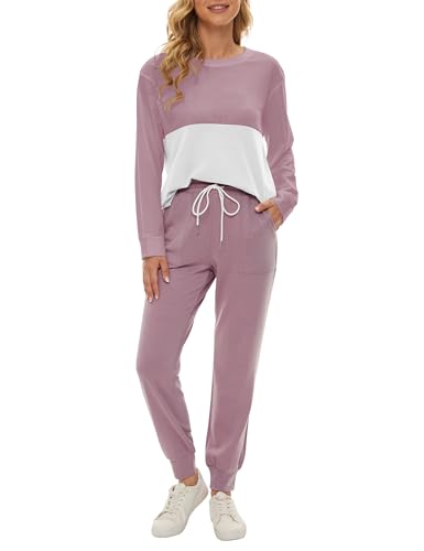 Image of Fengbay Two Piece Outfits for women Long Sleeve Crewneck Pullover Tops And Pants Sweatsuits Lounge Set with Pockets 2026