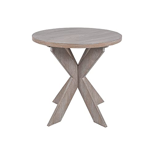 Cozayh Farmhouse Cross Leg End Table, French Country Accent Side Table For Family, Dinning Or Living Room, Small Spaces, Modern, Round, Vintage Grey Finish. #TOP6