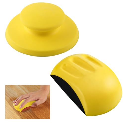 Druuzyl 125mm Bloque de Lija de Bucle y Gancho, Lijadora Manual Redonda y en Forma de Ratón, Bloque de Lijado Manual con Velcro para la Artesanía de Madera y Restauración de Muebles